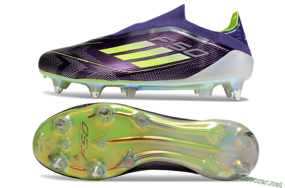 Men's Adidas F50 Elite Laceless SG Football Boots - Purple/Yellow/White 1