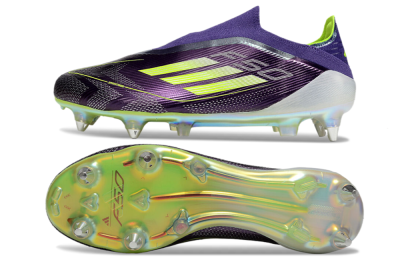 Men's Adidas F50 Elite Laceless SG Football Boots - Purple/Yellow/White