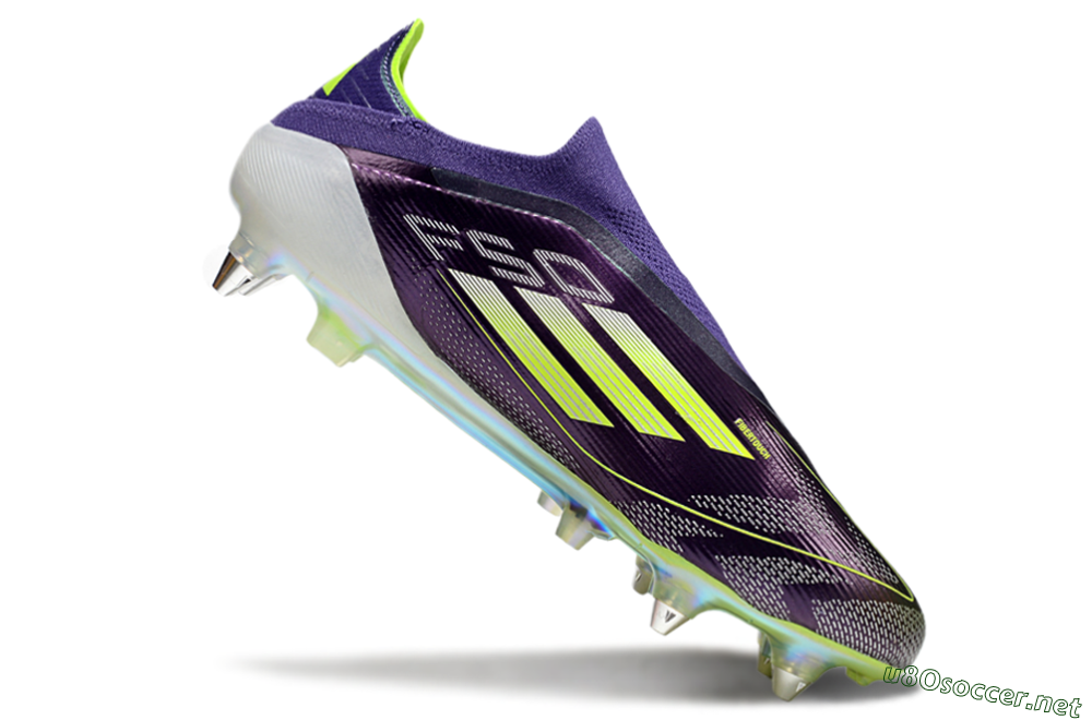 Men's Adidas F50 Elite Laceless SG Football Boots - Purple/Yellow/White 4