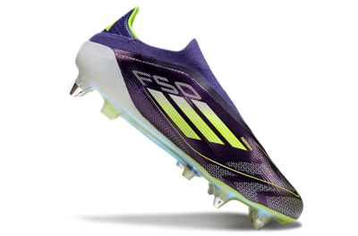 Men's Adidas F50 Elite Laceless SG Football Boots - Purple/Yellow/White