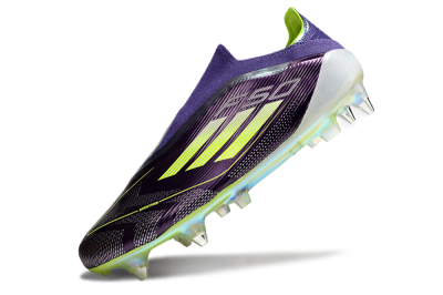 Men's Adidas F50 Elite Laceless SG Football Boots - Purple/Yellow/White