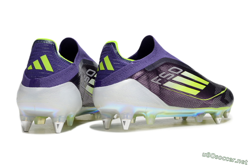 Men's Adidas F50 Elite Laceless SG Football Boots - Purple/Yellow/White 6