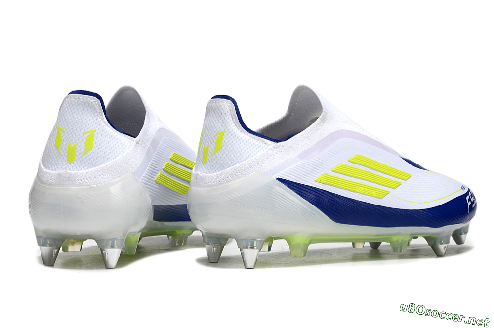 Men's Adidas F50 Elite Laceless SG Football Boots - White/Blue/Yellow 6