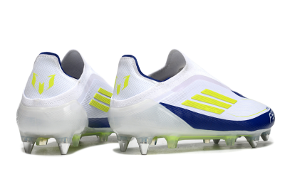 Men's Adidas F50 Elite Laceless SG Football Boots - White/Blue/Yellow