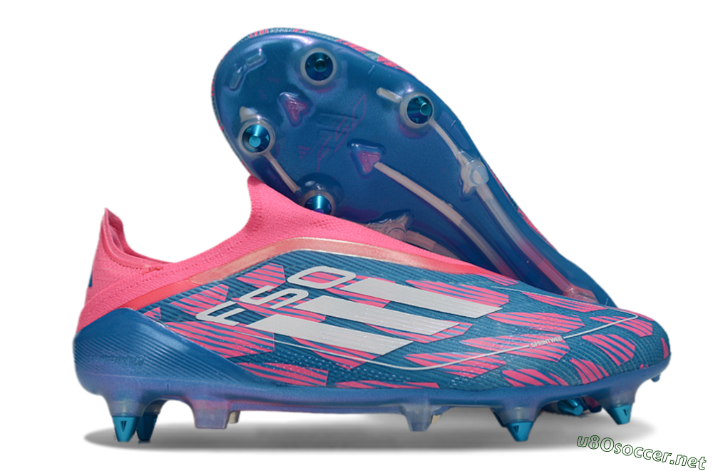 Men's Adidas F50 Elite Laceless SG Football Boots - Blue/Pink/White 2