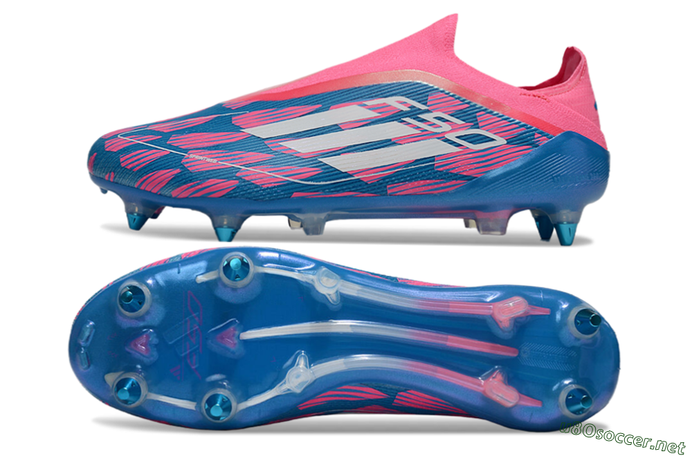 Men's Adidas F50 Elite Laceless SG Football Boots - Blue/Pink/White 1