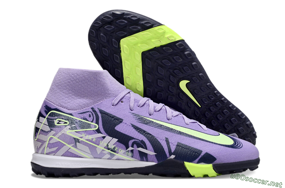 Men's Nike Air Zoom Mercurial Superfly 10 Elite TF Football Shoes - Purple/Yellow/White 2
