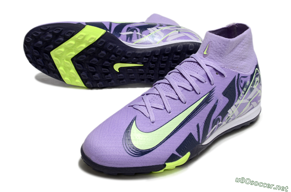 Men's Nike Air Zoom Mercurial Superfly 10 Elite TF Football Shoes - Purple/Yellow/White 3