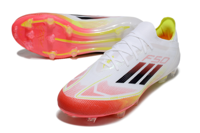Men's Adidas F50 Elite FG Football Boots - White/Red/Yellow
