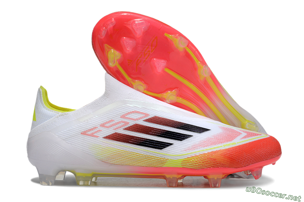 Men's Adidas F50 Elite Laceless FG Football Boots - White/Red/Yellow 2