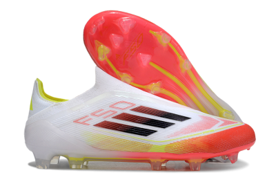Men's Adidas F50 Elite Laceless FG Football Boots - White/Red/Yellow