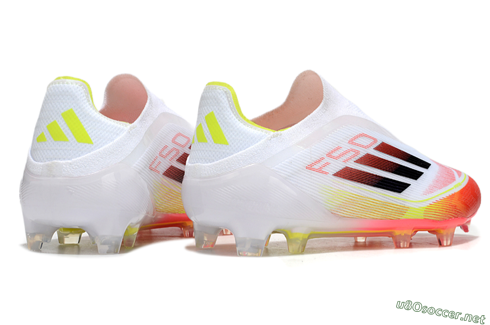 Men's Adidas F50 Elite Laceless FG Football Boots - White/Red/Yellow 6