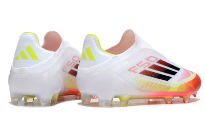 Men's Adidas F50 Elite Laceless FG Football Boots - White/Red/Yellow