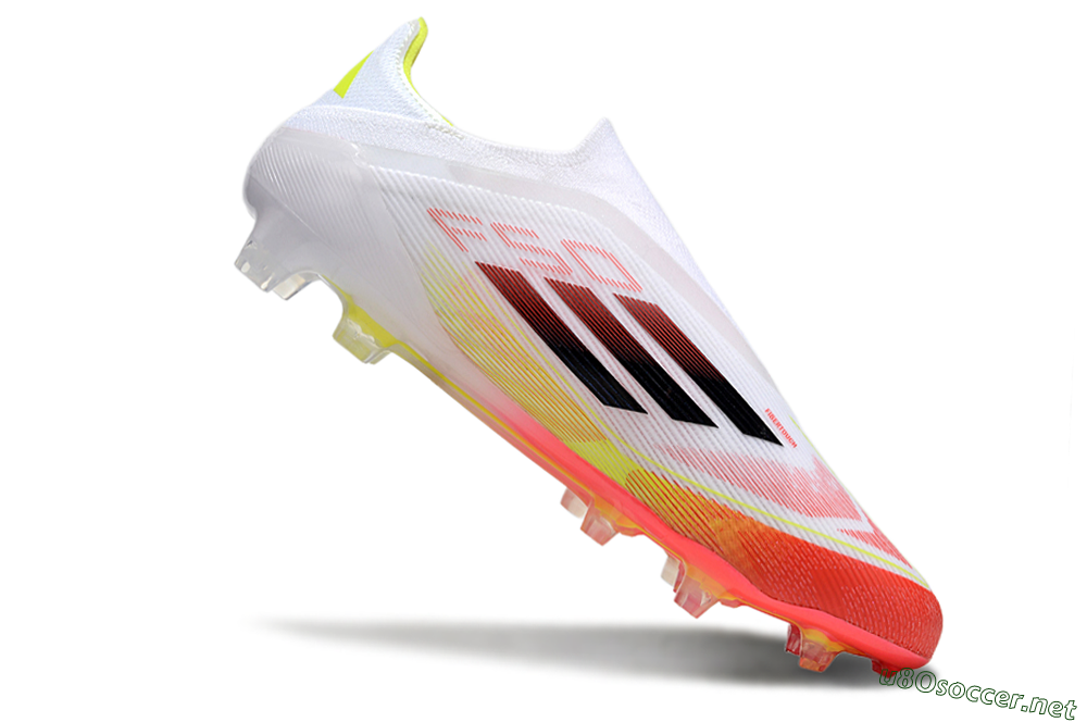 Men's Adidas F50 Elite Laceless FG Football Boots - White/Red/Yellow 4