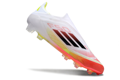 Men's Adidas F50 Elite Laceless FG Football Boots - White/Red/Yellow