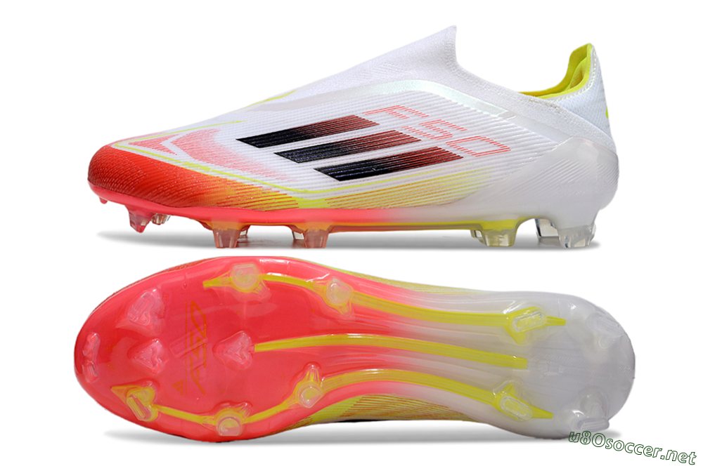 Men's Adidas F50 Elite Laceless FG Football Boots - White/Red/Yellow 1