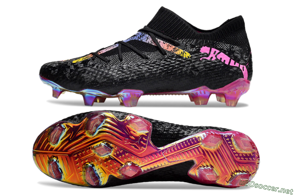 Men's Puma Future Ultimate FG Football Boots - Black/Pink/Yellow 1