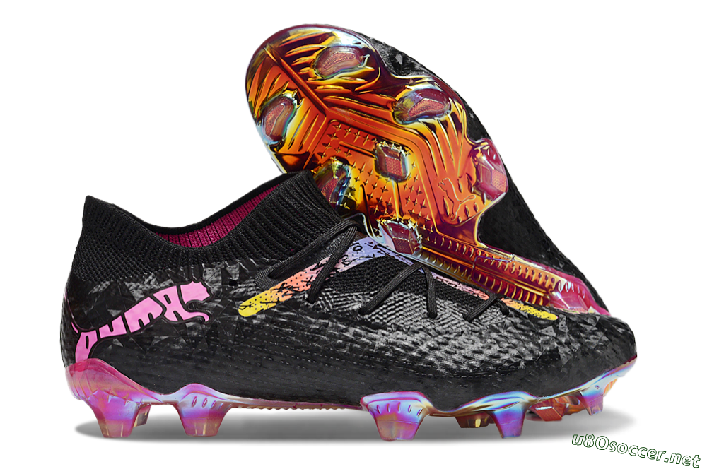 Men's Puma Future Ultimate FG Football Boots - Black/Pink/Yellow 2