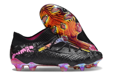 Men's Puma Future Ultimate FG Football Boots - Black/Pink/Yellow