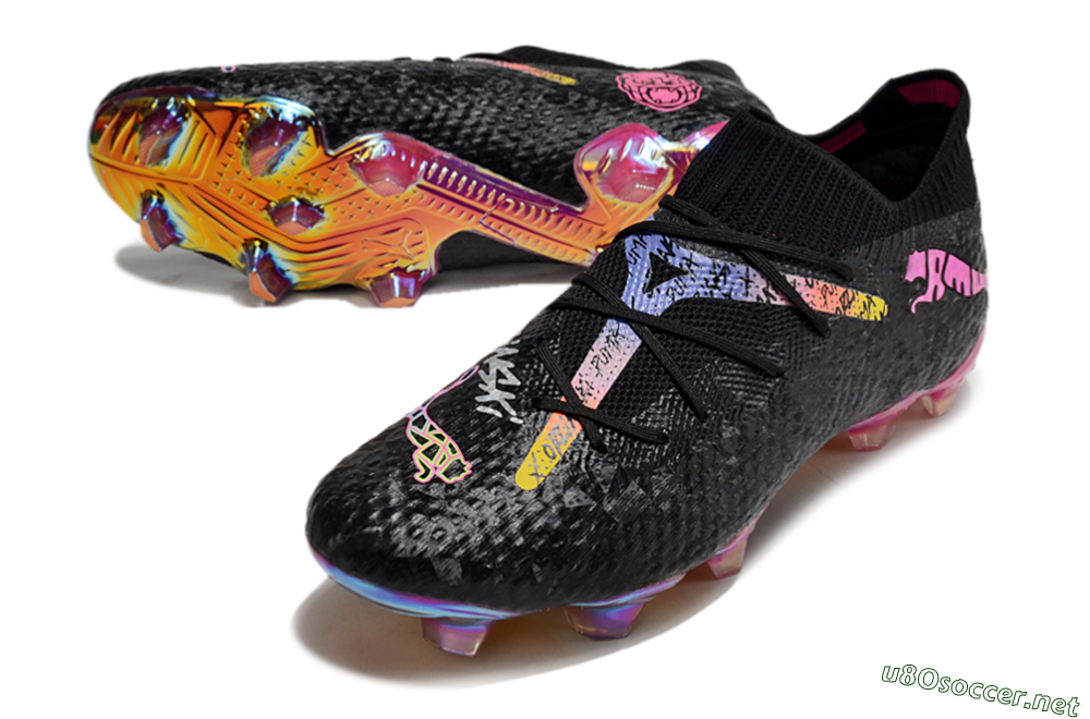 Men's Puma Future Ultimate FG Football Boots - Black/Pink/Yellow 3