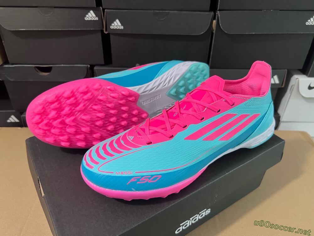 Unisex Adidas F50 Elite TF Football Shoes - Jade/Pink/White