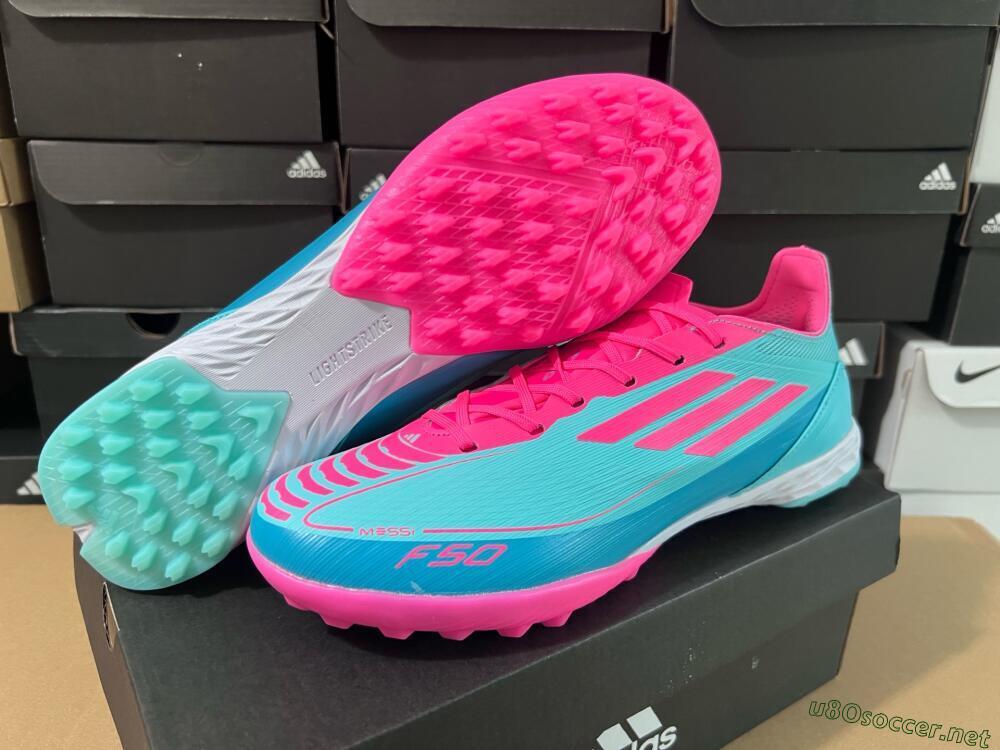 Unisex Adidas F50 Elite TF Football Shoes - Jade/Pink/White