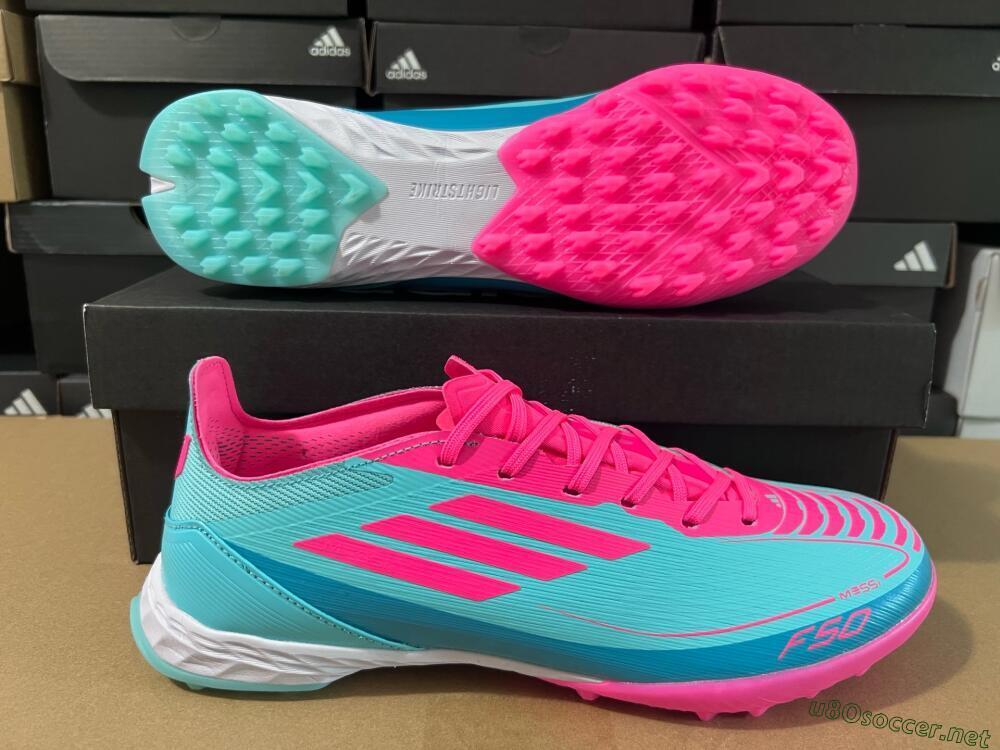 Unisex Adidas F50 Elite TF Football Shoes - Jade/Pink/White