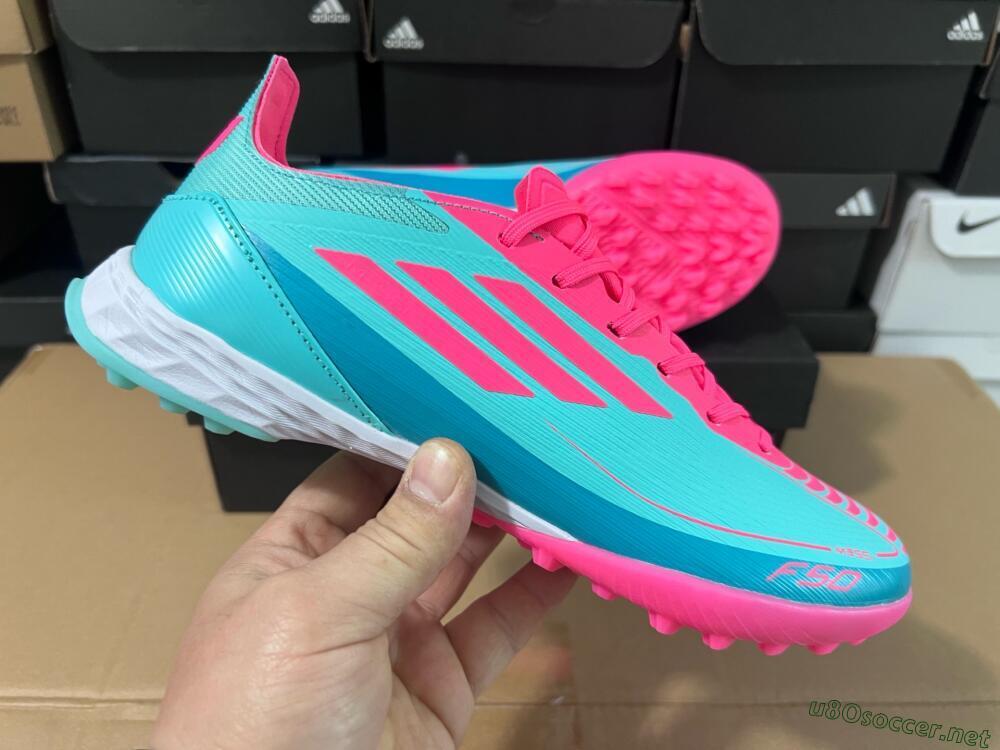 Unisex Adidas F50 Elite TF Football Shoes - Jade/Pink/White