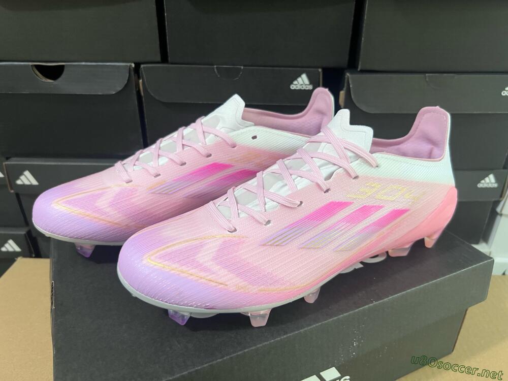 Men's Adidas F50 Elite FG Football Boots - Pink/White/Gold