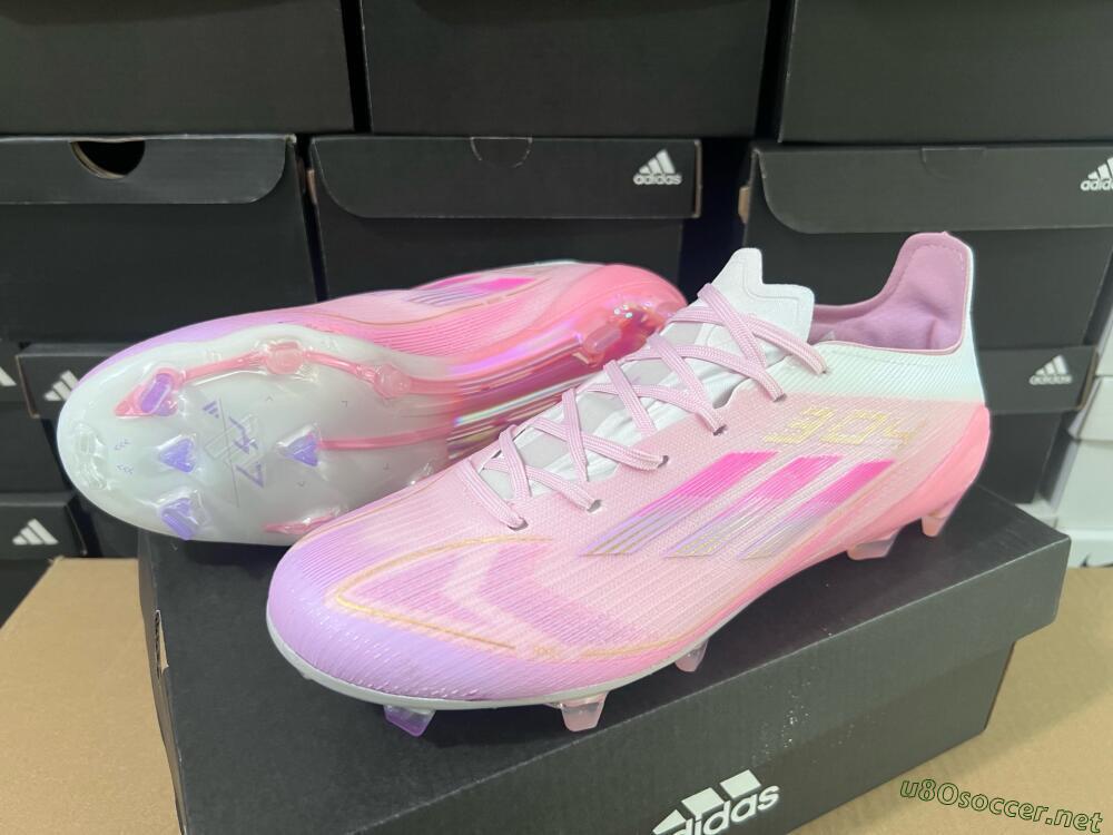 Men's Adidas F50 Elite FG Football Boots - Pink/White/Gold