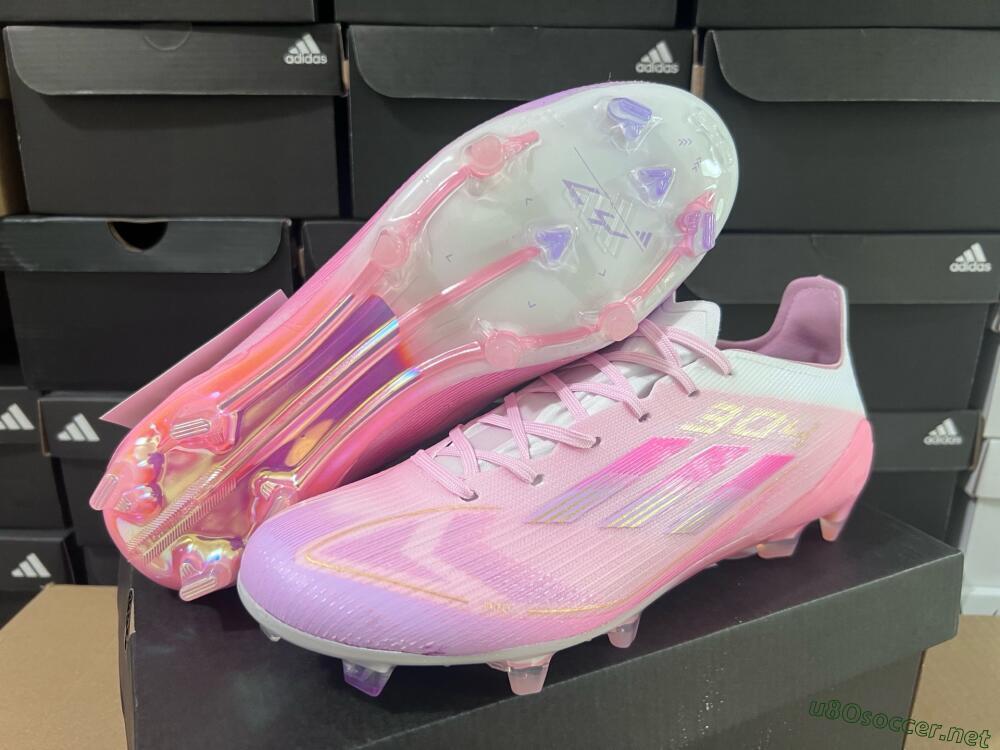 Men's Adidas F50 Elite FG Football Boots - Pink/White/Gold