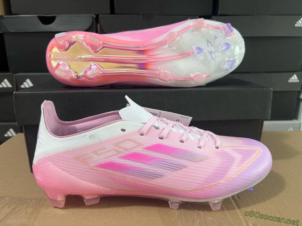 Men's Adidas F50 Elite FG Football Boots - Pink/White/Gold