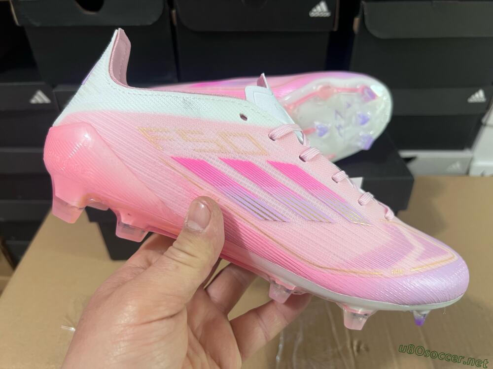Men's Adidas F50 Elite FG Football Boots - Pink/White/Gold