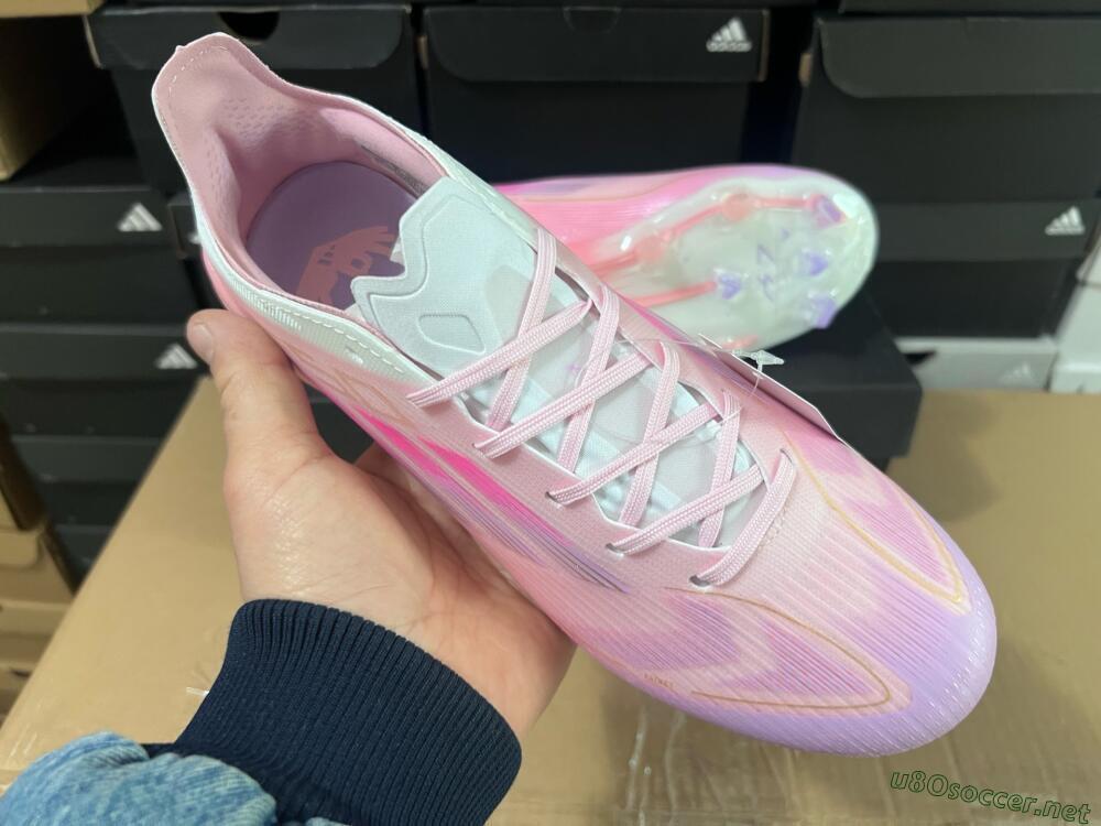 Men's Adidas F50 Elite FG Football Boots - Pink/White/Gold