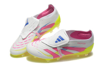 Men's Adidas Predator Elite 25 Foldover Tongue FG Football Boots - White/Pink/Blue/Yellow