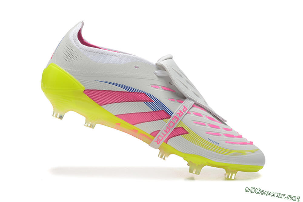 Men's Adidas Predator Elite 25 Foldover Tongue FG Football Boots - White/Pink/Blue/Yellow 7