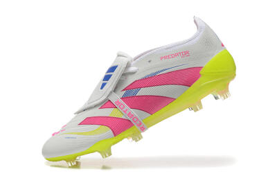 Men's Adidas Predator Elite 25 Foldover Tongue FG Football Boots - White/Pink/Blue/Yellow