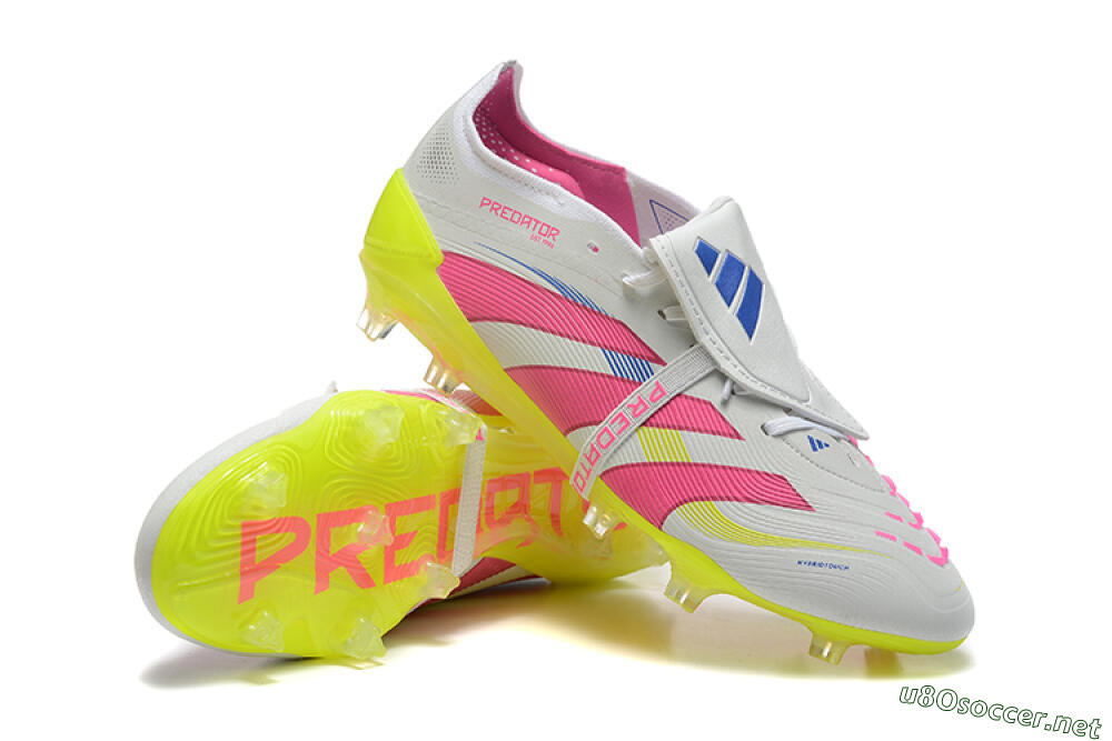 Men's Adidas Predator Elite 25 Foldover Tongue FG Football Boots - White/Pink/Blue/Yellow 4
