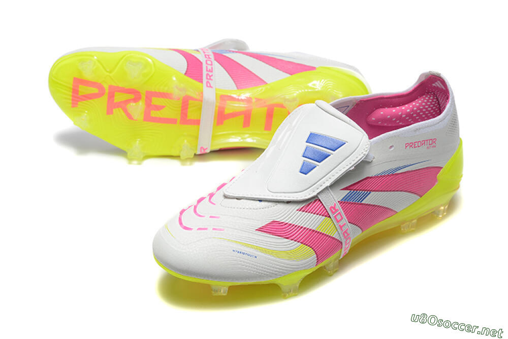 Men's Adidas Predator Elite 25 Foldover Tongue FG Football Boots - White/Pink/Blue/Yellow 3