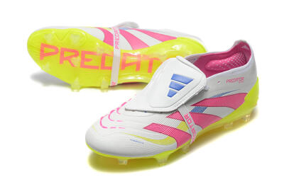 Men's Adidas Predator Elite 25 Foldover Tongue FG Football Boots - White/Pink/Blue/Yellow
