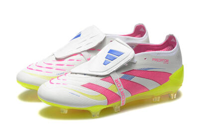 Men's Adidas Predator Elite 25 Foldover Tongue FG Football Boots - White/Pink/Blue/Yellow