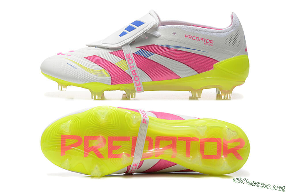 Men's Adidas Predator Elite 25 Foldover Tongue FG Football Boots - White/Pink/Blue/Yellow 1