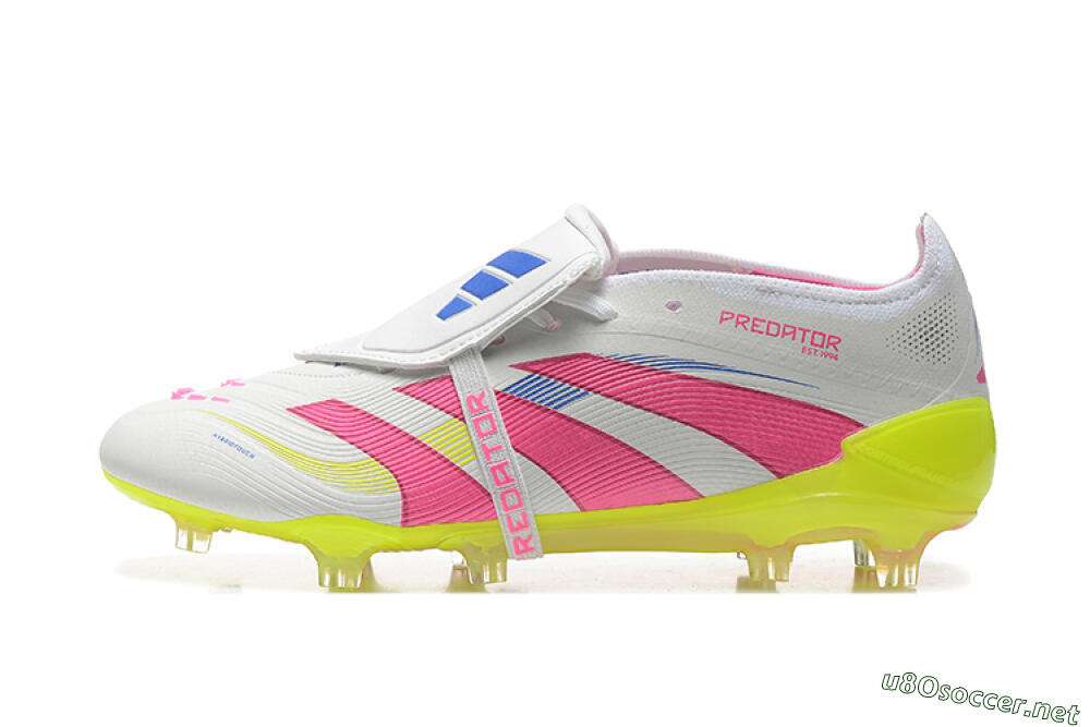 Men's Adidas Predator Elite 25 Foldover Tongue FG Football Boots - White/Pink/Blue/Yellow 0