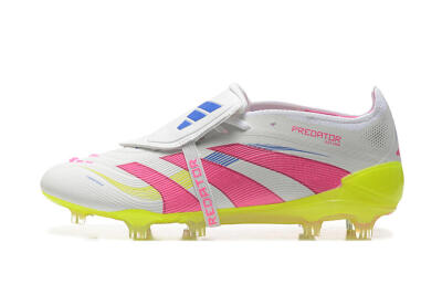 Men's Adidas Predator Elite 25 Foldover Tongue FG Football Boots - White/Pink/Blue/Yellow
