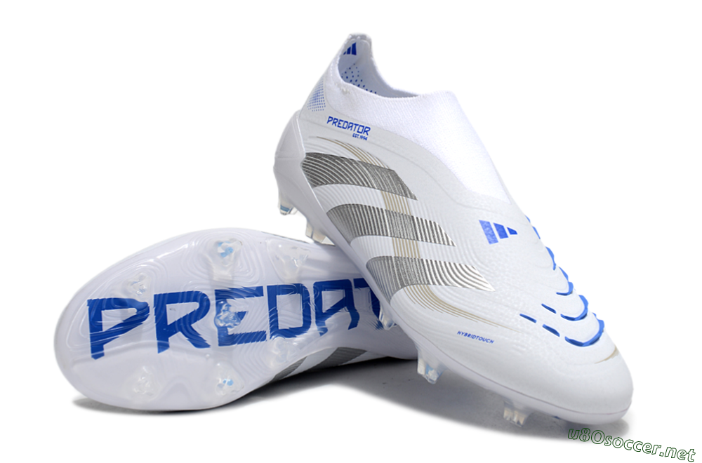 Men's Adidas Predator Laceless Elite 25 FG Football Boots - White/Blue/Silver 3