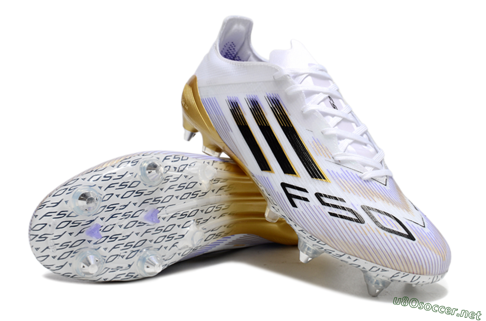 Men's Adidas F50 Elite SG Football Boots - White/Blue/Black/Gold 3