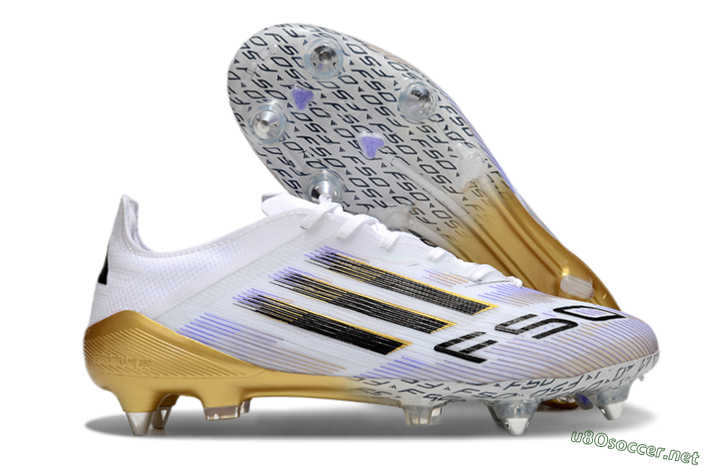 Men's Adidas F50 Elite SG Football Boots - White/Blue/Black/Gold 2