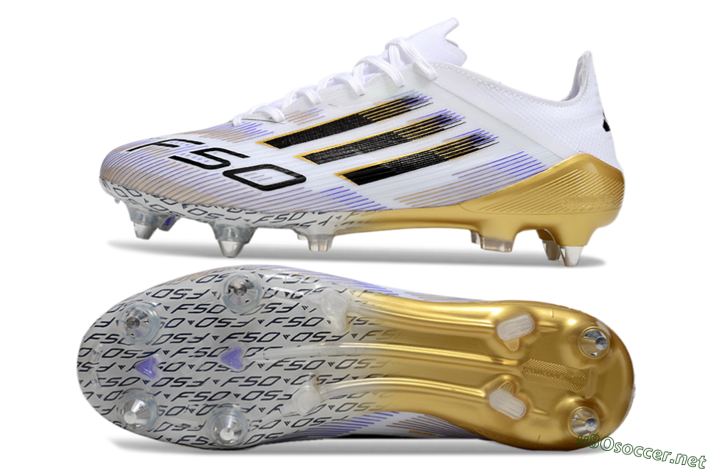 Men's Adidas F50 Elite SG Football Boots - White/Blue/Black/Gold 1