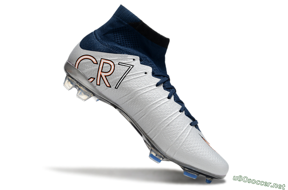 Men's Nike Air Zoom Mercurial Superfly 4 CR7 FG Football Boots - White/Blue/Yellow 4