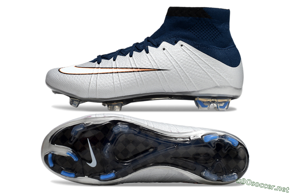 Men's Nike Air Zoom Mercurial Superfly 4 CR7 FG Football Boots - White/Blue/Yellow 1